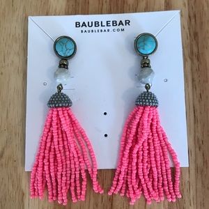 BaubleBar pink and turquoise tassel earrings